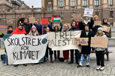 Greta spojuje klimatické a pro Palestinské demonstrace